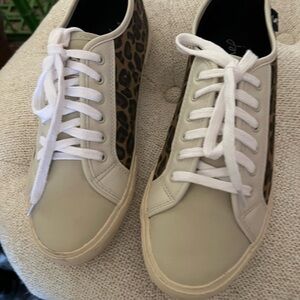 Leopard and white Joules, UK tennies